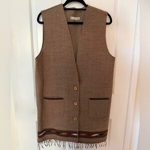Brown Sleeveless Fringe Vest